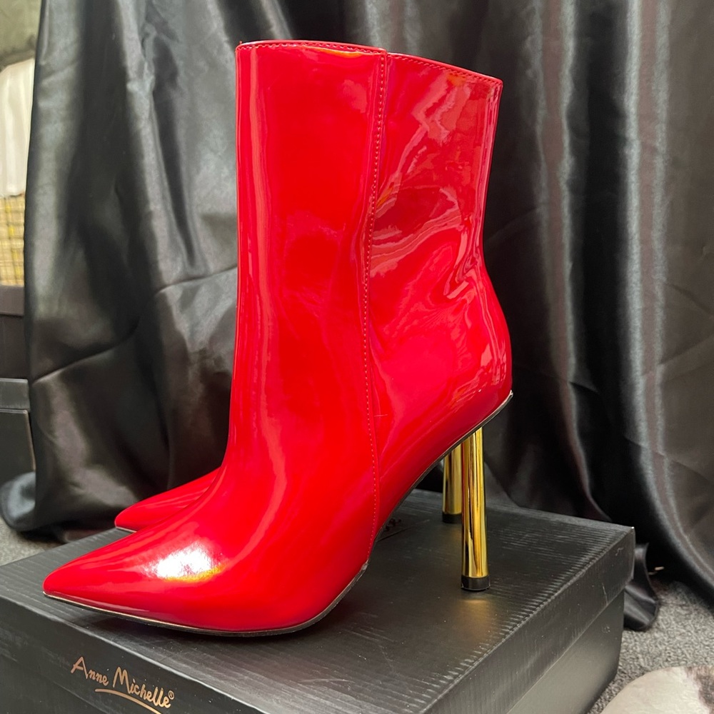 Red Patent Leather Booties 💋